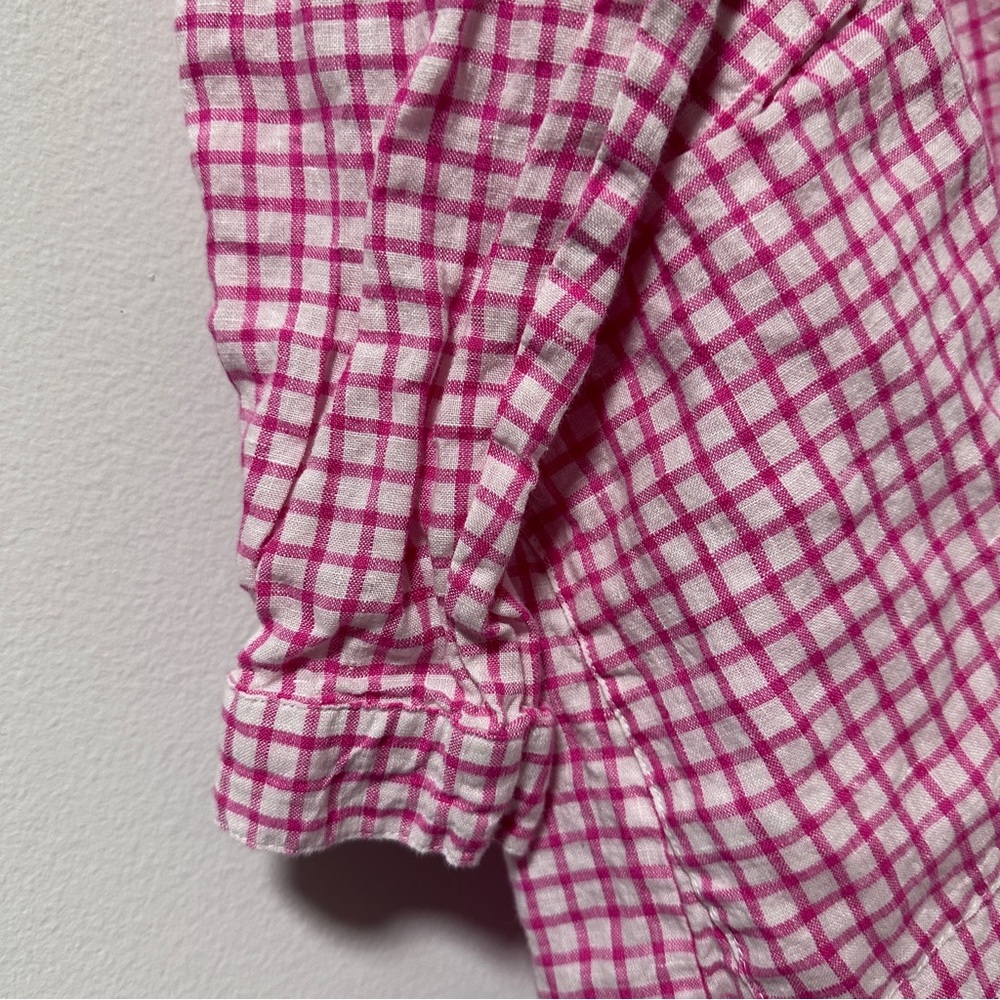 The Company Store Pink White Gingham 100% Linen Collared Tunic - Picture 5 of 16